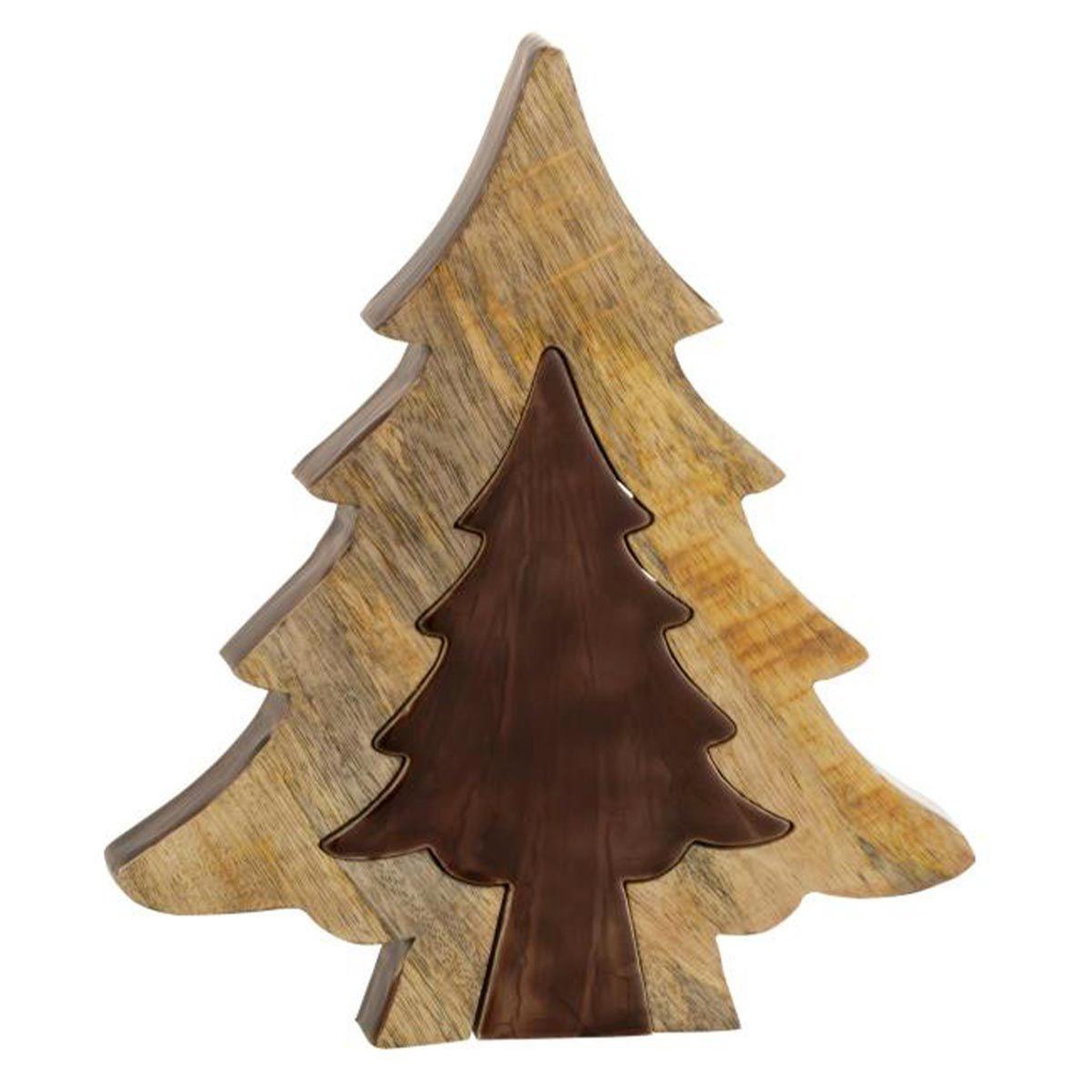 J-LINE Sapin de noël à poser  puzzle  30cm marron & naturel