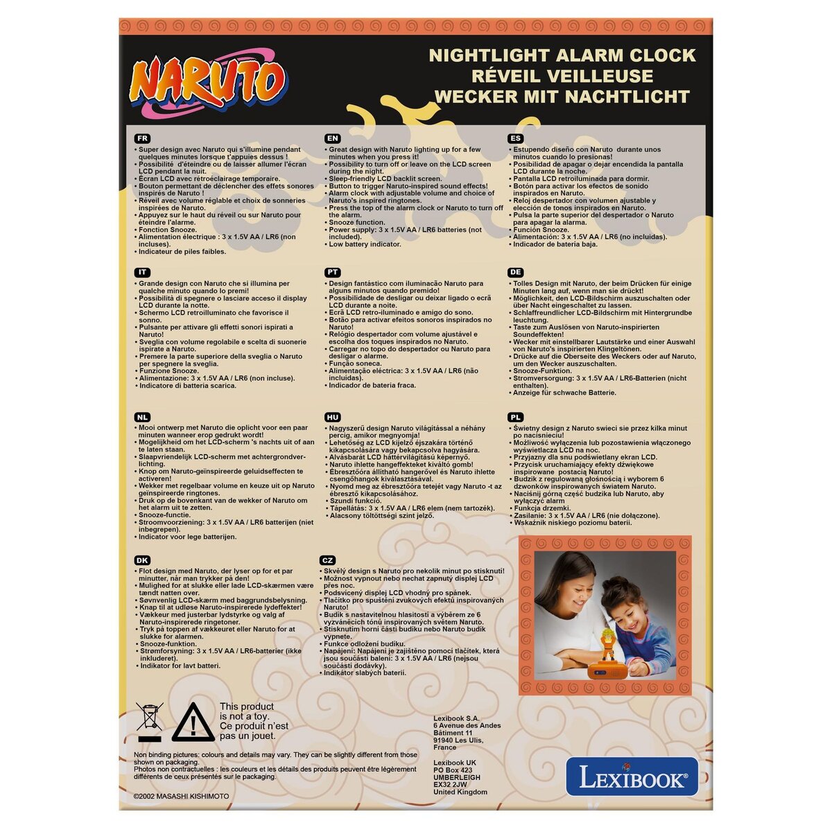 Lexibook Réveil avec veilleuse Naruto en 3D