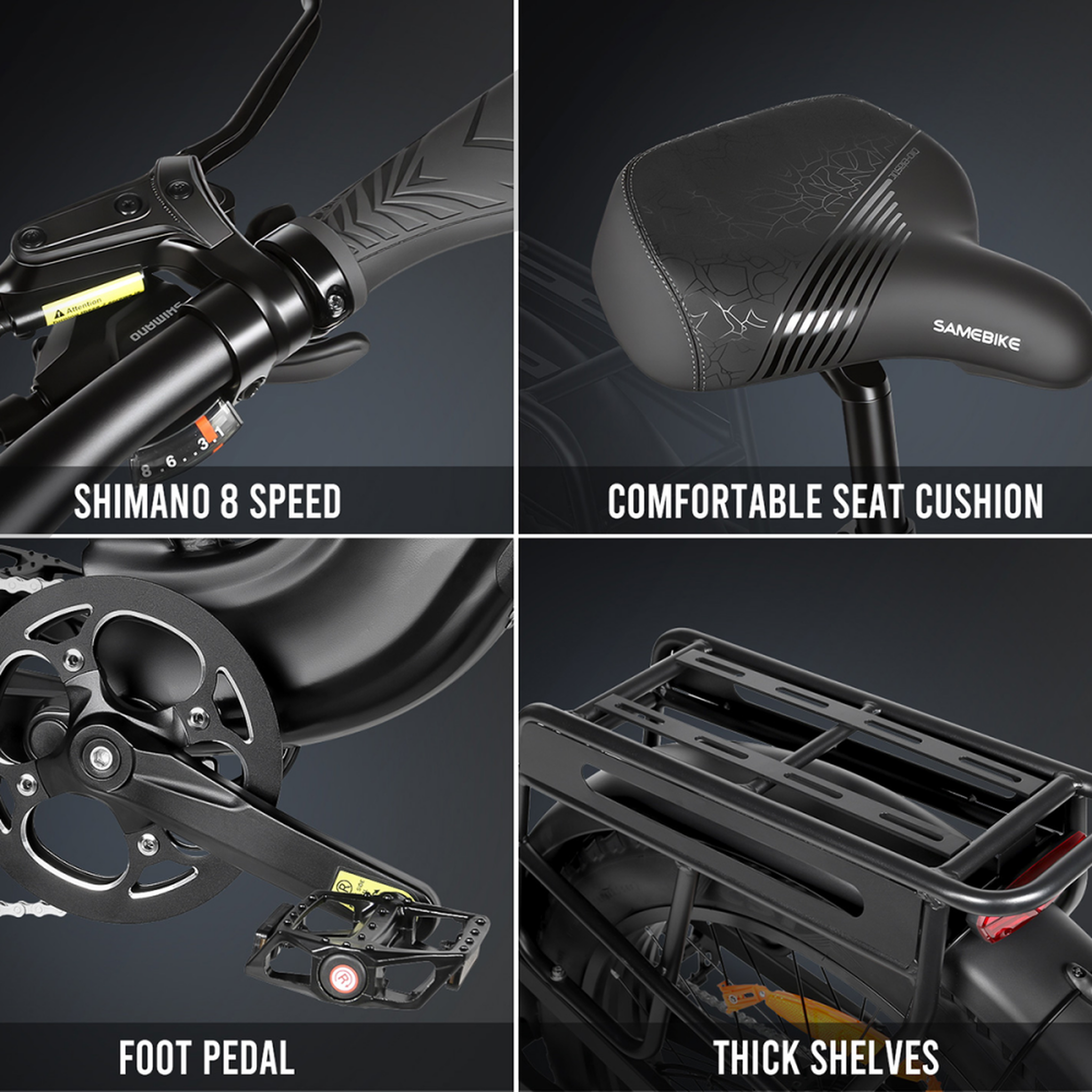Voir la diapositive 6 : SAMEBIKE Vélo électrique à gros pneus à suspension complète SAMEBIKE STORM