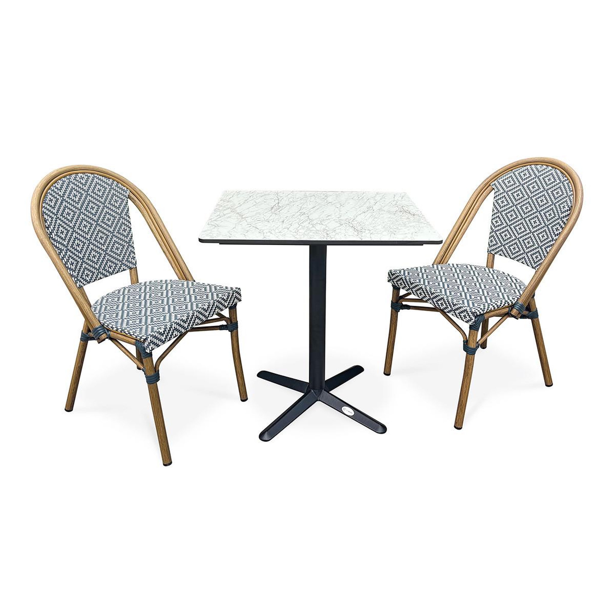 Paris Prix Ensemble table de jardin & 2 chaises  bistro  70cm bleu