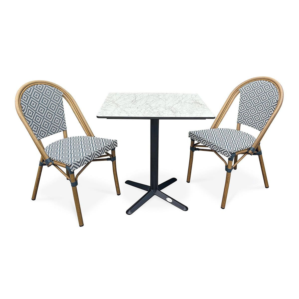 Paris Prix Ensemble Table de Jardin & 2 Chaises  Bistro  70cm Bleu
