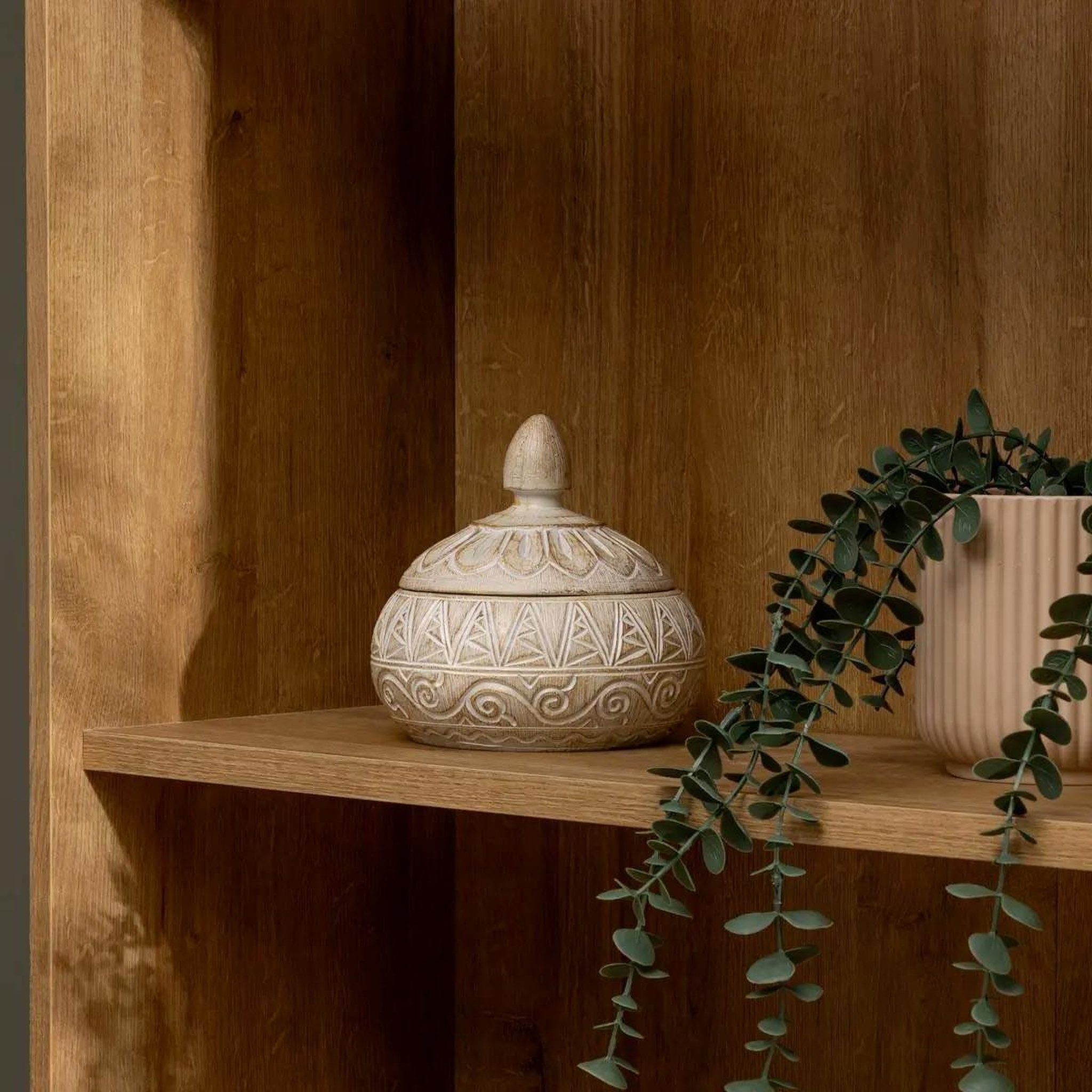 Voir la diapositive 4 : ATMOSPHERA Boîte déco en résine  oriental  15cm beige