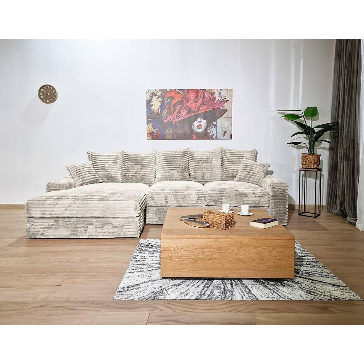 LISA DESIGN Andy - canapé d'angle gauche 5 places en fausse fourrure côtelée