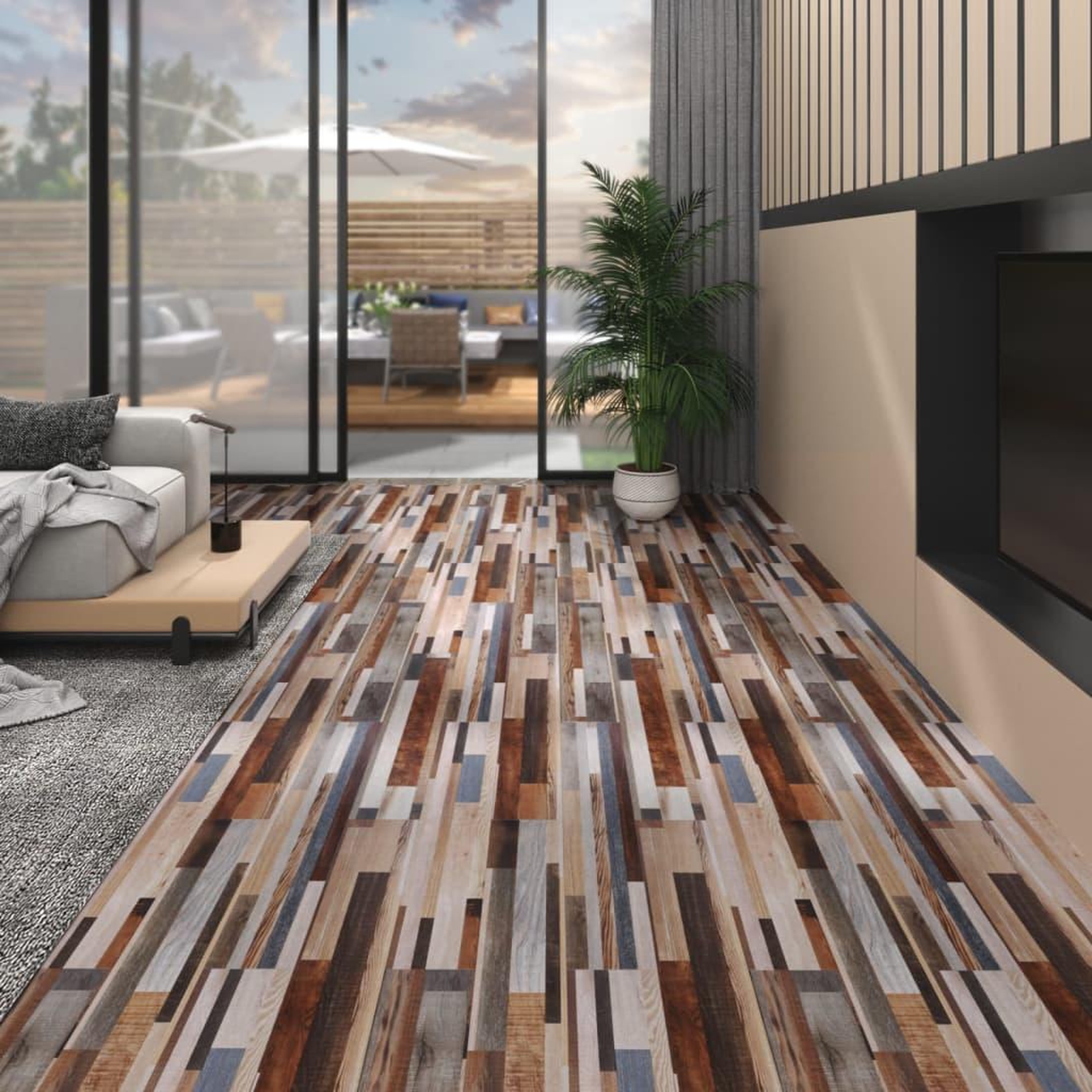 Voir la diapositive 1 : VIDAXL Planches de plancher PVC Non auto-adhesif 5,26m^2 2mmMulticolore