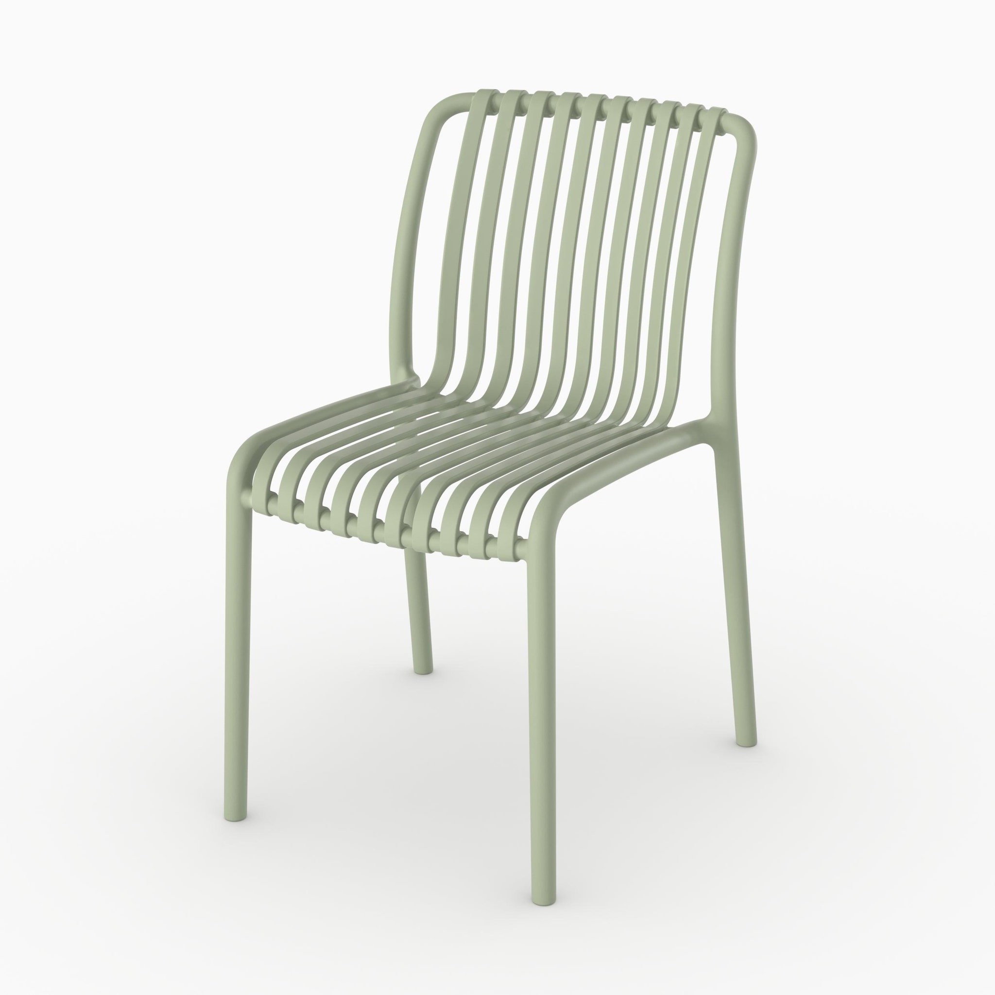 Voir la diapositive 3 : MAISON PAVANE Lot de 2 chaises de jardin empilables en plastique vert pastel-duli