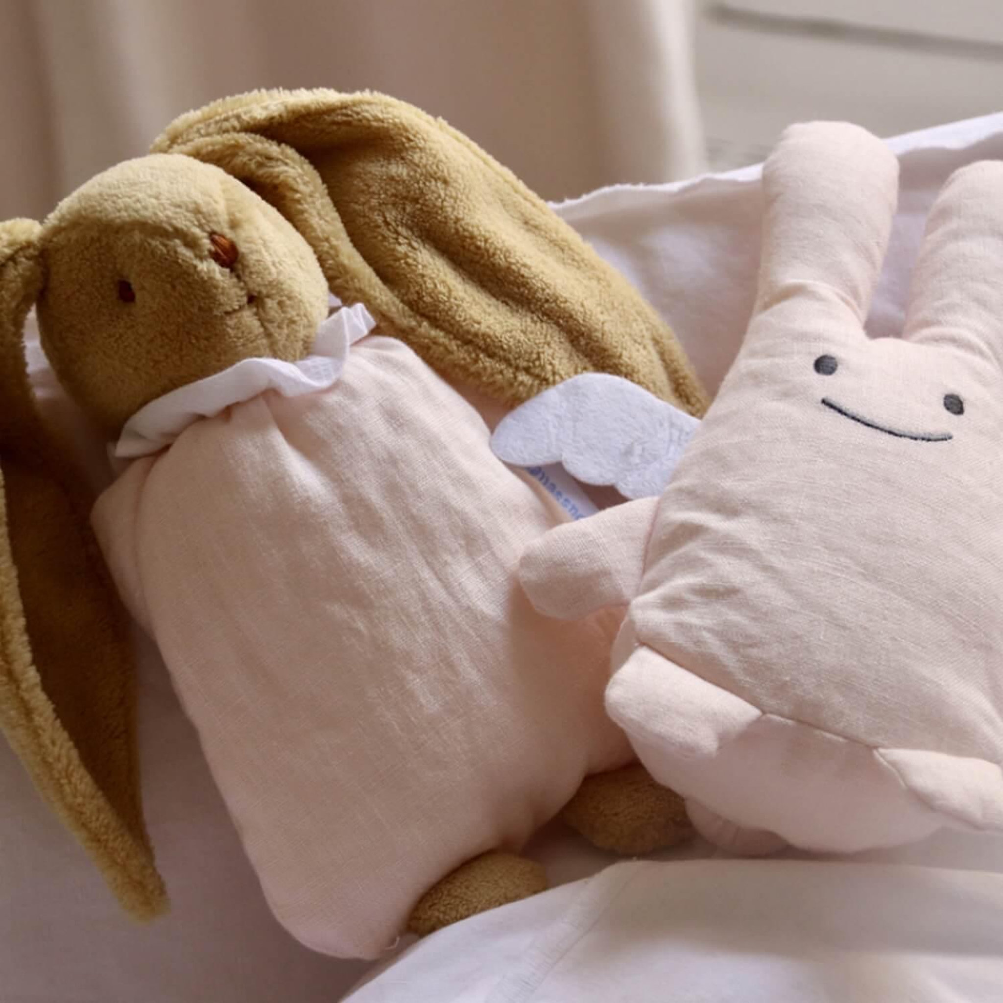 Voir la diapositive 2 : Trousselier Doudou Lapin Nid d'Ange : Lin rose poudré