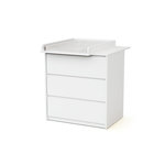 WEBABY Commode 3 tiroirs bois avec plan a langer 50 cm. Coloris disponibles : Blanc