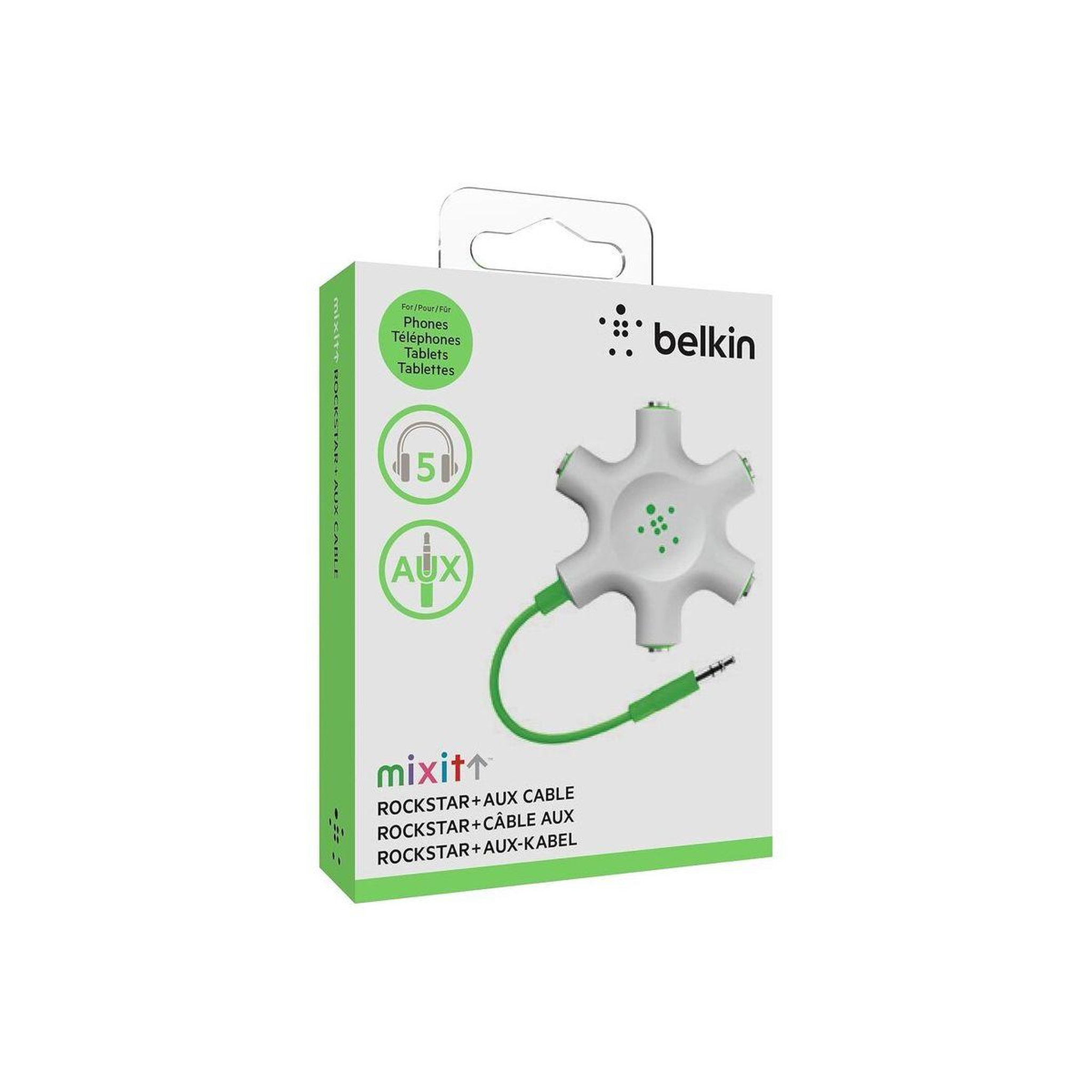 Voir la diapositive 2 : Belkin Dédoubleur audio jack 3.5 mm x5 banc