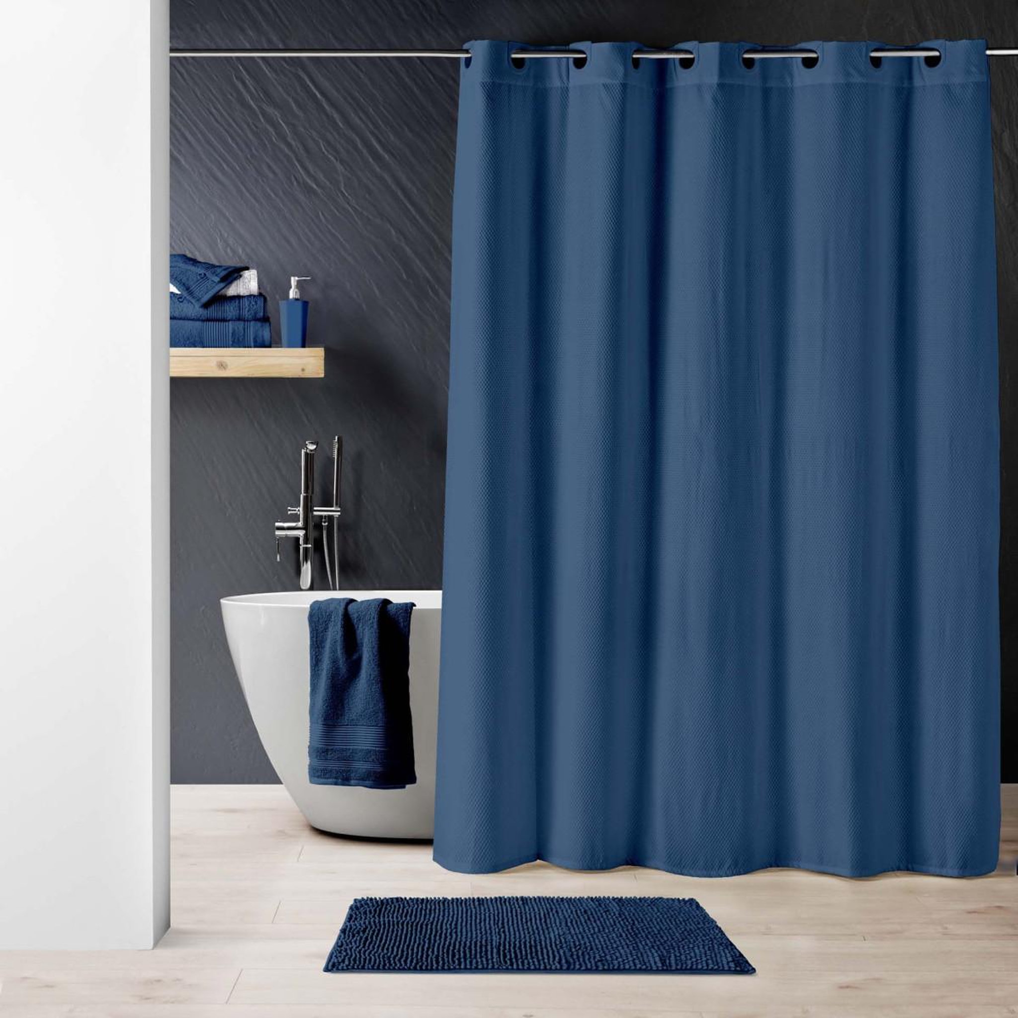 Voir la diapositive 4 : Douceur d'Intérieur Rideau de douche  dotty  180x200cm indigo