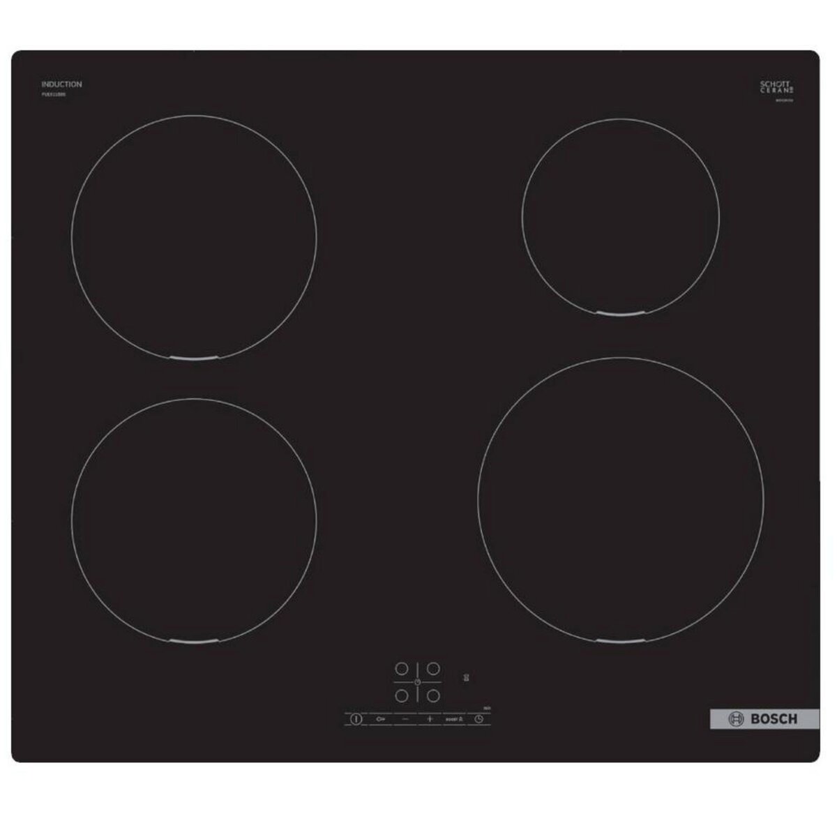 BOSCH Table de cuisson à induction 60cm 4 feux noir - PUE611BB5E