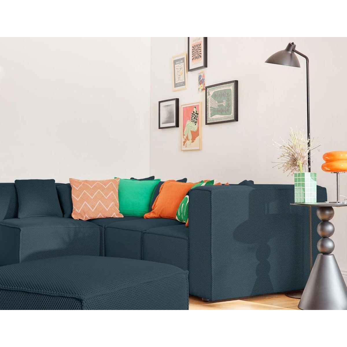 LISA DESIGN Arty - canapé modulable d'angle gauche 5 places - en tissu mailles 3d