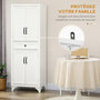 Voir la diapositive 6 : HOMCOM Buffet haut 4 portes 2 étagères tiroir coulissant MDF blanc