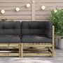 Voir la diapositive 3 : VIDAXL Canapé d angle de jardin avec coussins bois de pin imprégné