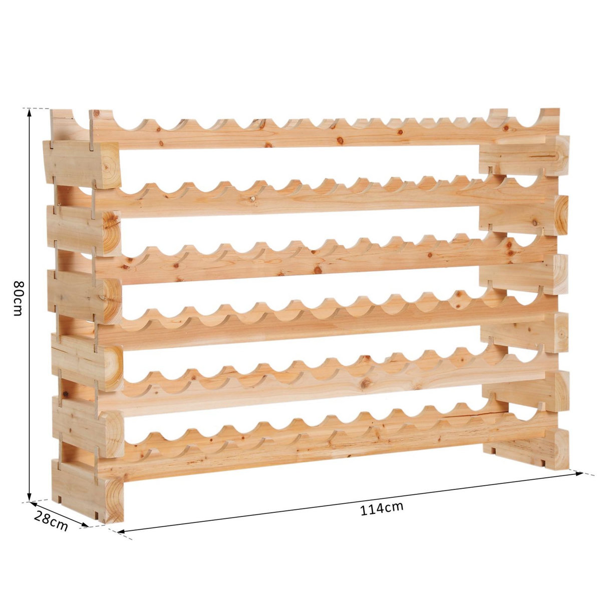 HOMCOM Étagère à bouteilles casier à vin range bouteilles horizontal 6 niveaux 72 bouteilles max. dim. 114L x 28l x 80H cm bois de pin massif