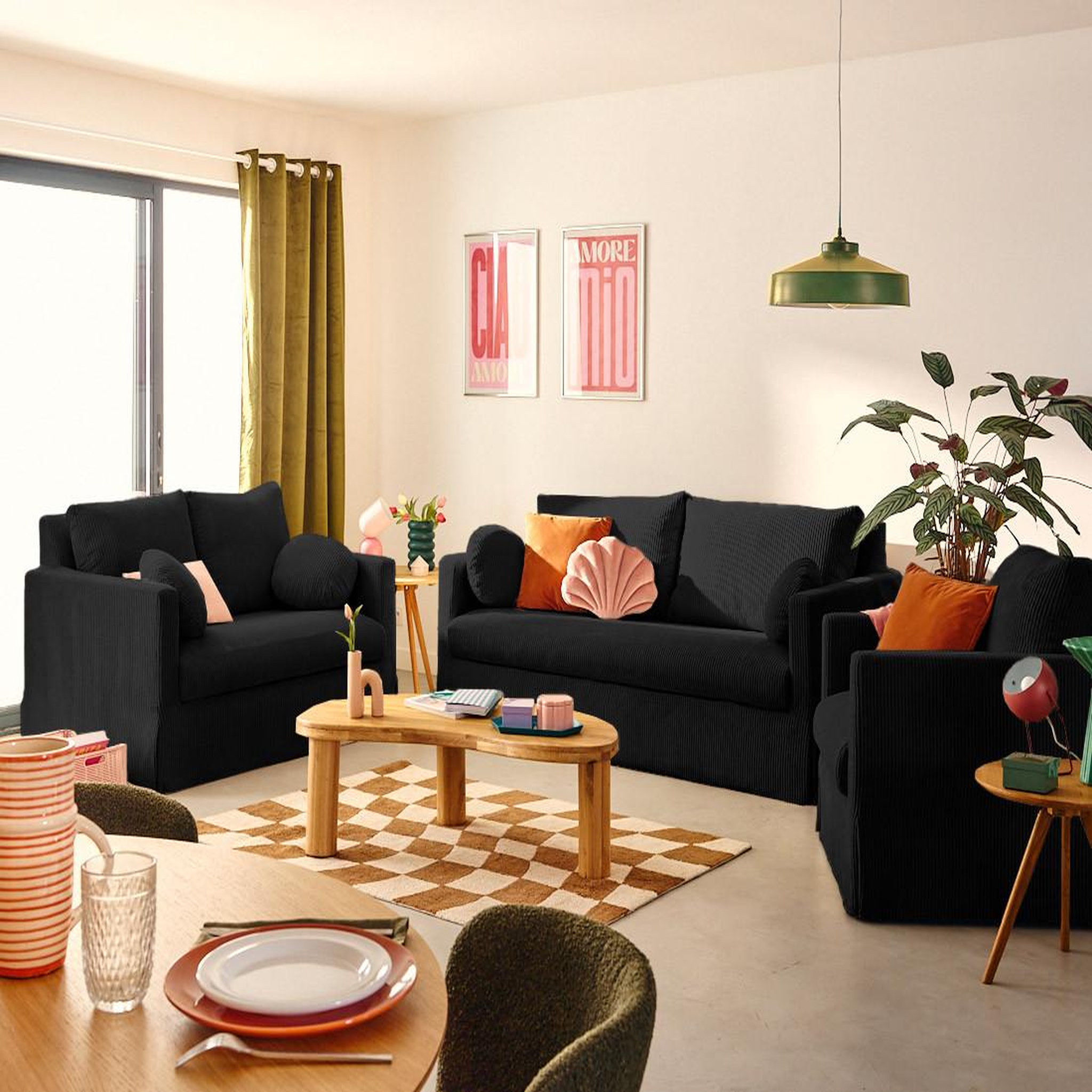 Voir la diapositive 2 : LISA DESIGN Serena - fauteuil déhoussable en velours côtelé