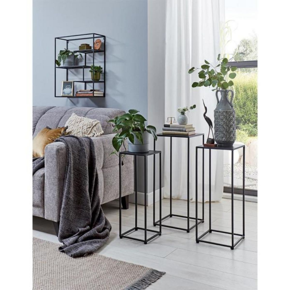 Paris Prix Étagère Murale 3 Niveaux  Inaya  60cm Noir