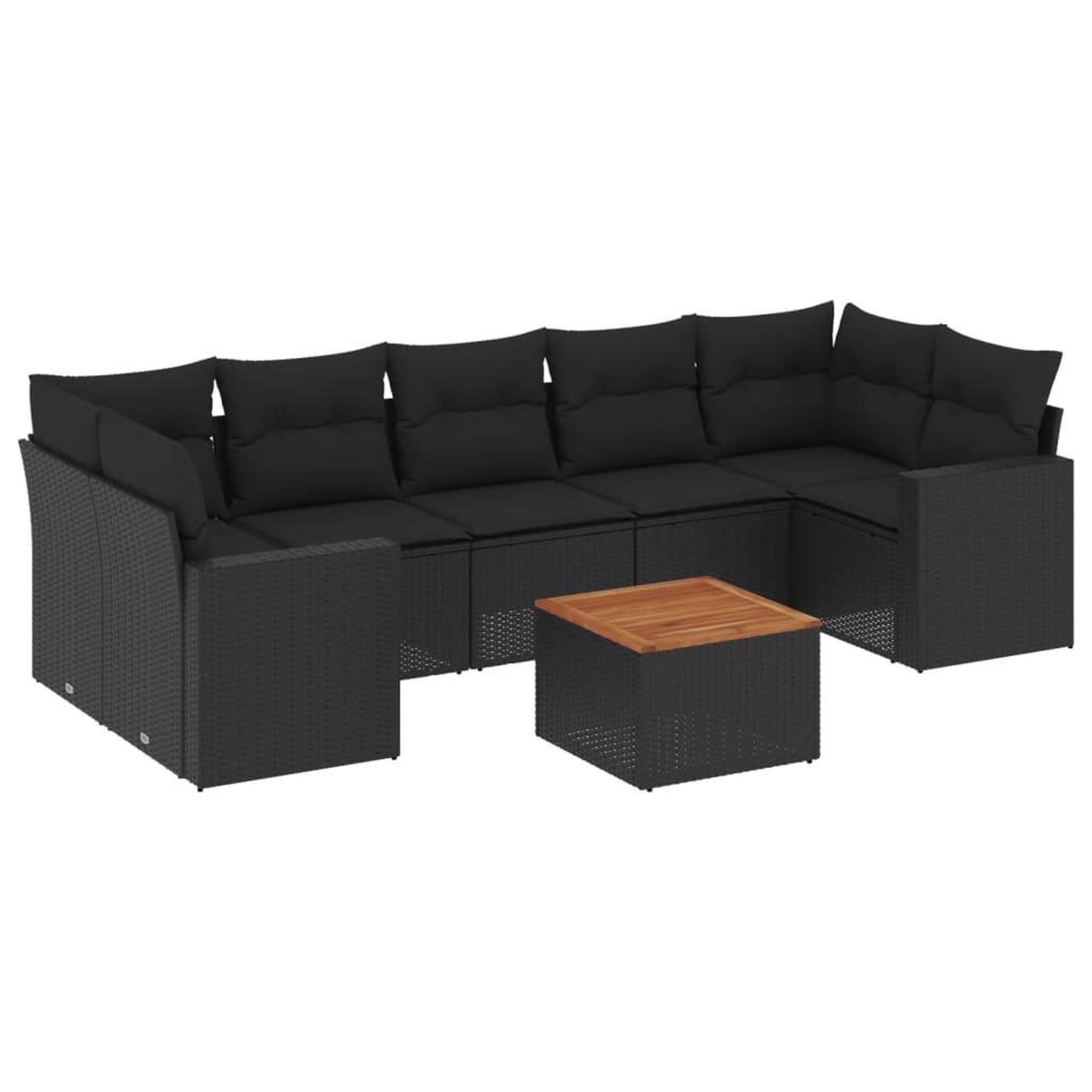 Voir la diapositive 2 : VIDAXL Salon de jardin 8 pcs avec coussins noir resine tressee