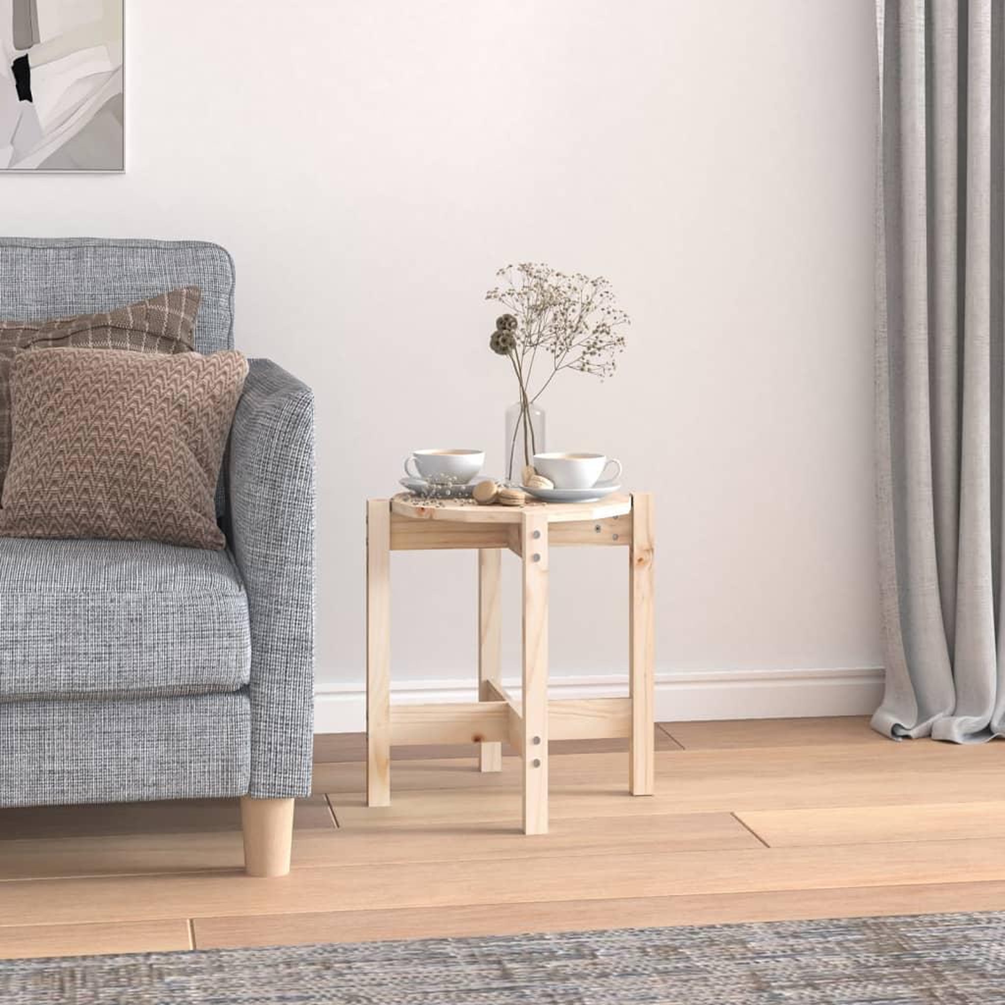 Voir la diapositive 1 : VIDAXL Table basse Ø 42,5x45 cm Bois massif de pin