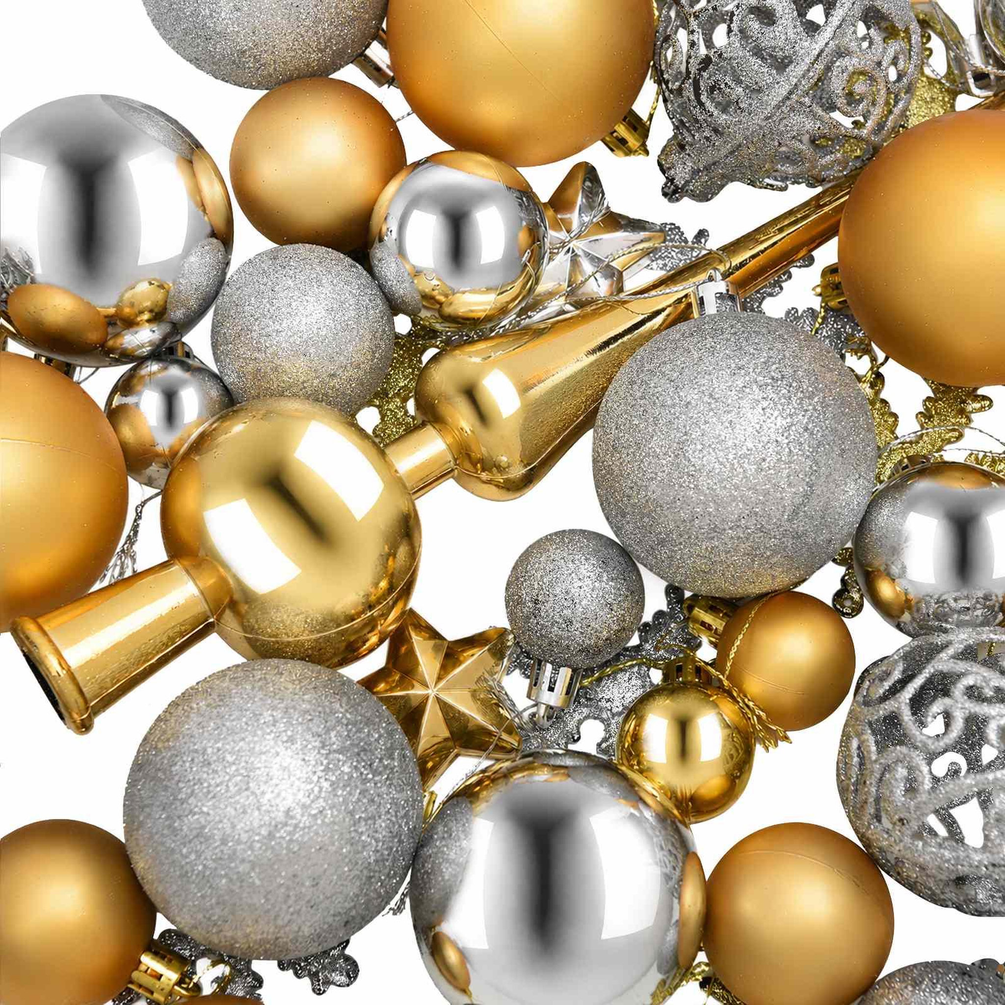 Voir la diapositive 6 : VIDAXL Ensemble de boules de Noël 111 pc Argente et dore Diam. 6 cm