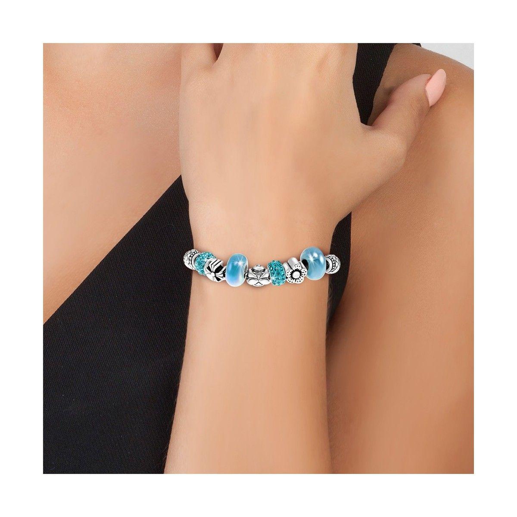 Voir la diapositive 2 : SC CRYSTAL Bracelet perles SC Crystal orné de Cristaux scintillants