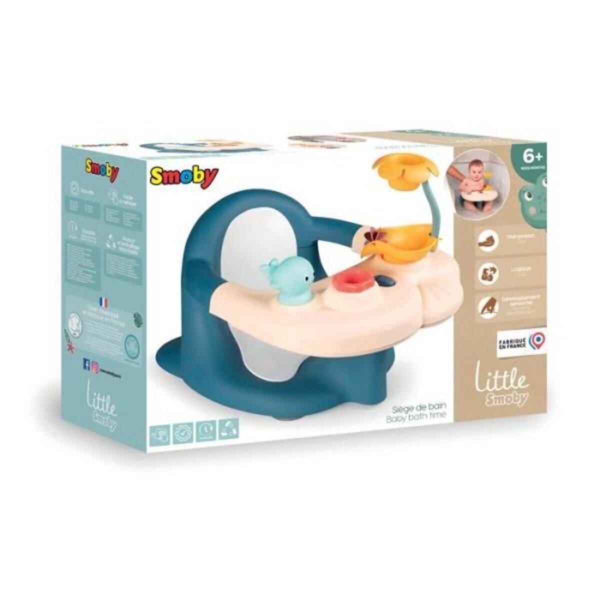 SMOBY Transat - Anneau Siege de bain - SMOBY - Little - Tablette d'activités - Ventouse - Bleu