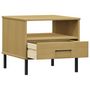 Voir la diapositive 5 : VIDAXL Table de chevet avec pieds en metal Marron Bois pin massif OSLO