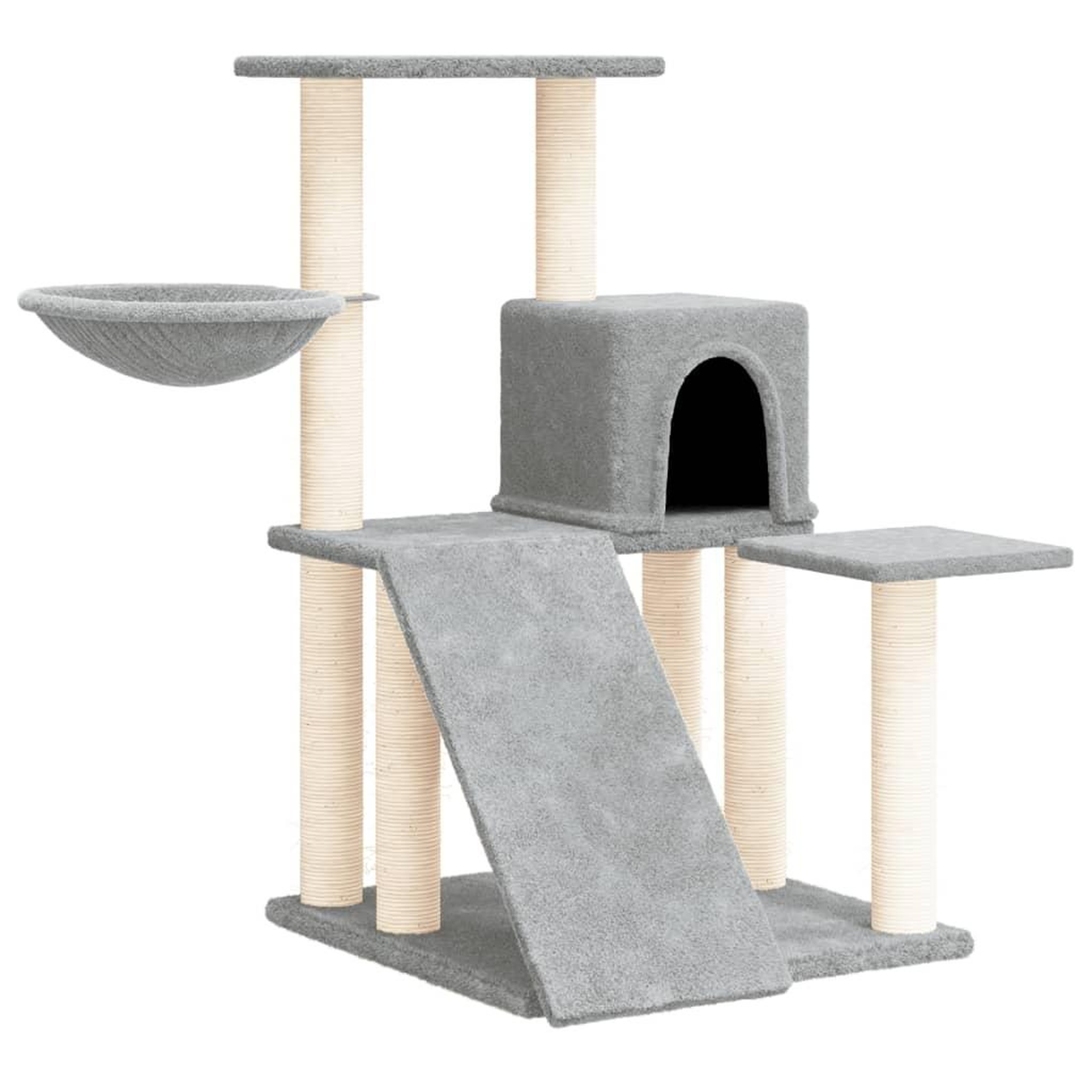 Voir la diapositive 2 : VIDAXL Arbre a chat avec griffoirs en sisal Gris clair 82 cm