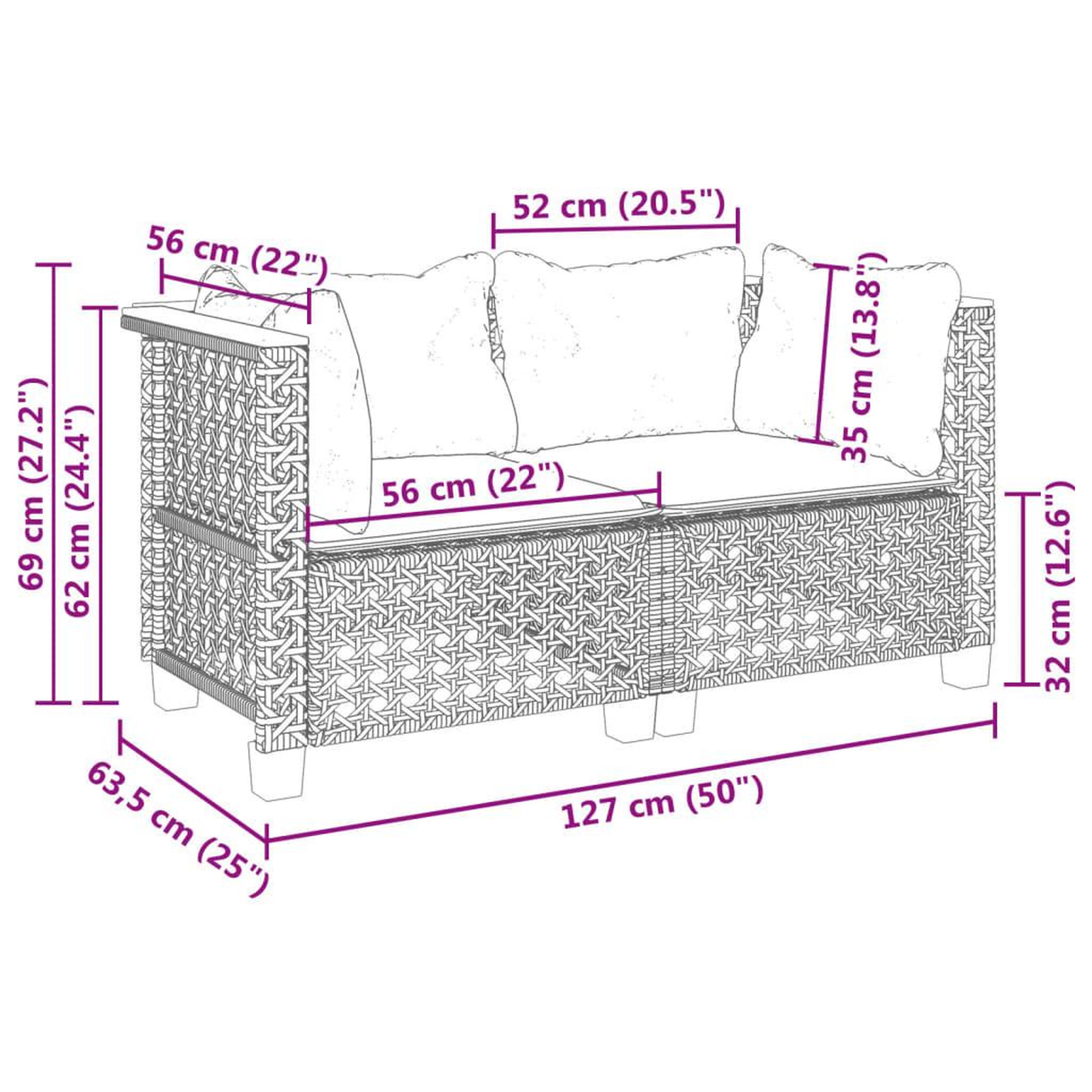 Voir la diapositive 6 : VIDAXL Canapes d'angle de jardin et coussins 2 pcs noir resine tressee