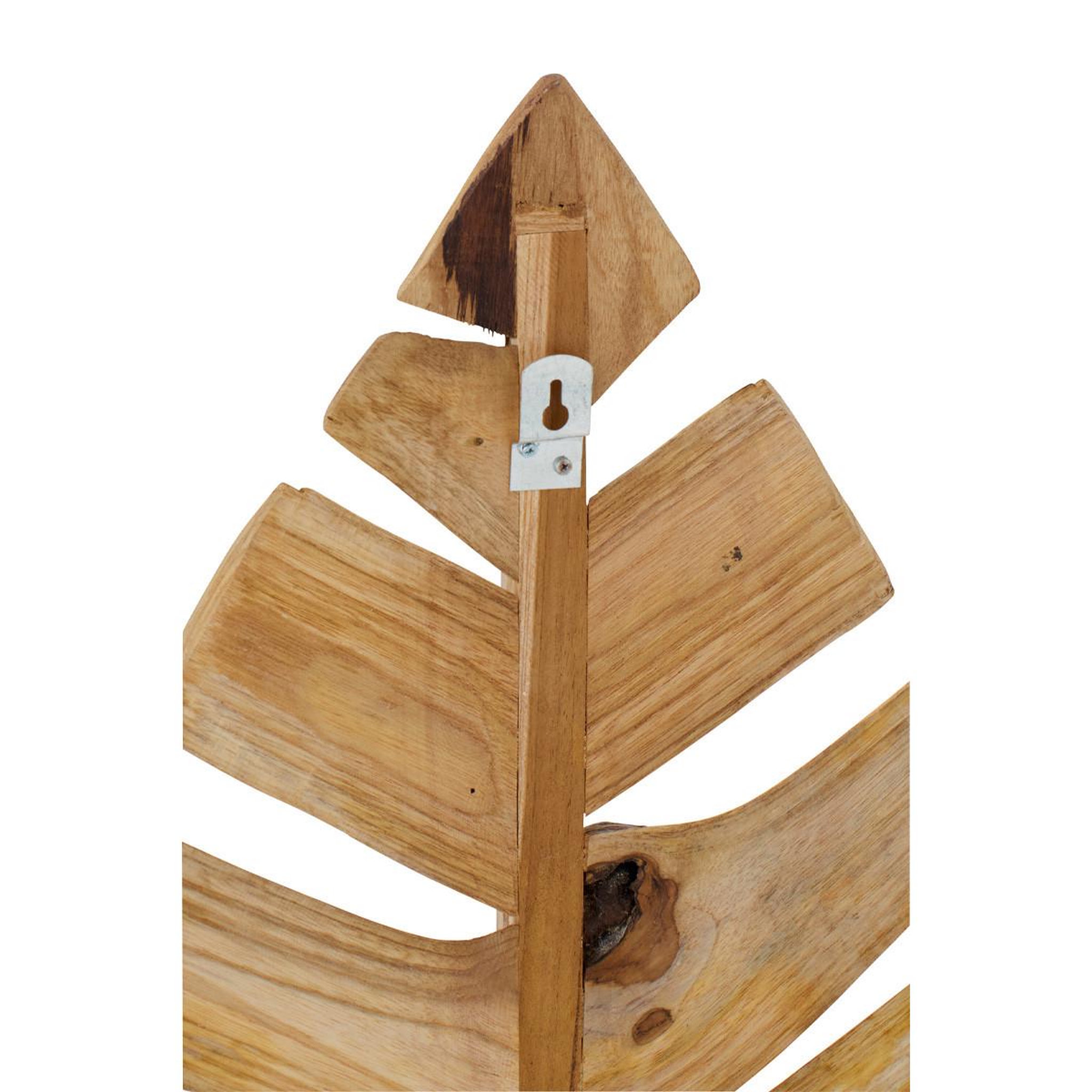 Voir la diapositive 3 : J-LINE Lot de 2 déco murales en bois  feuilles  140cm naturel