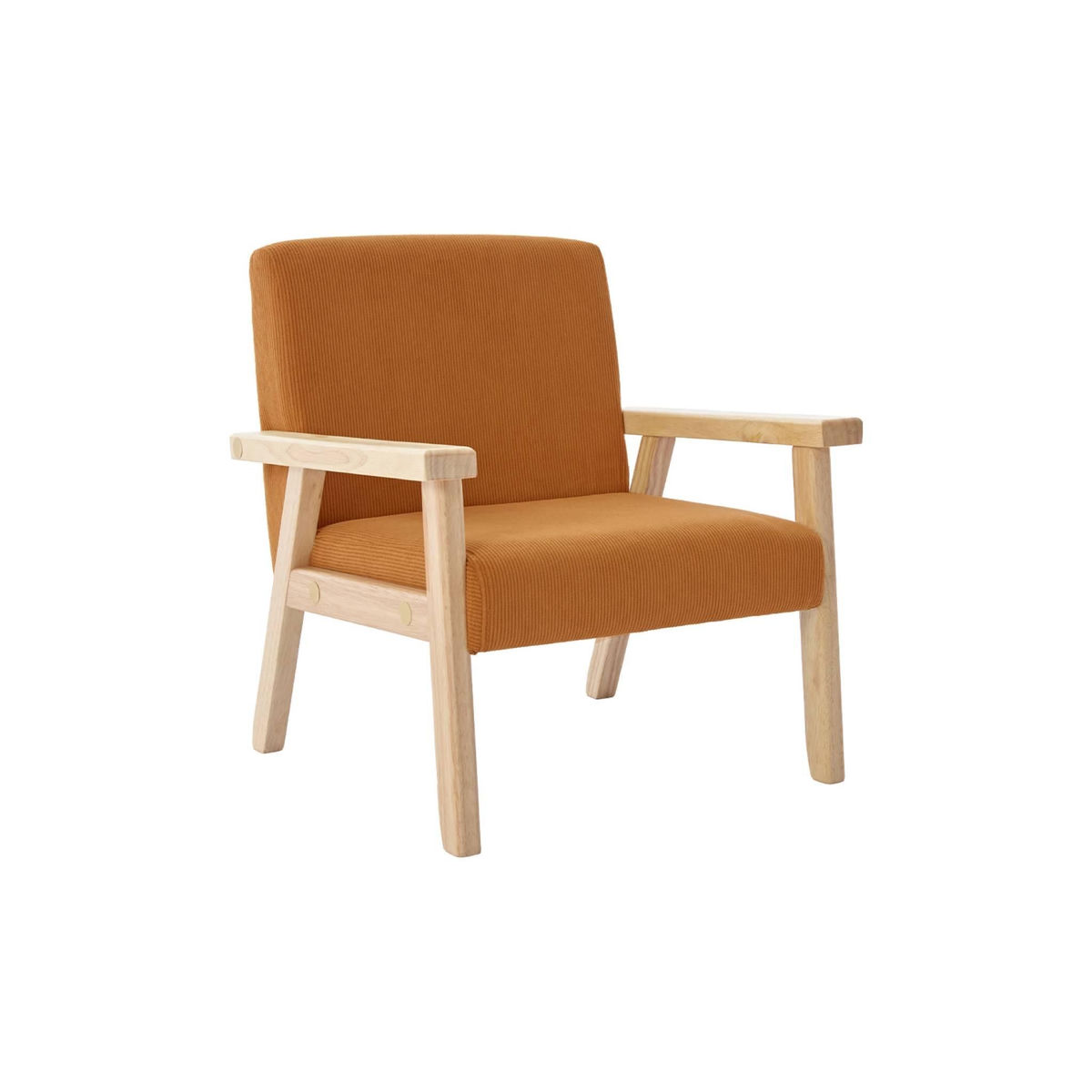 SWEEEK Fauteuil enfant en bois et velours côtelé moutarde. ISAK L 47 x P 43.5 x H 50cm