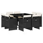 Voir la diapositive 2 : VIDAXL Ensemble a manger de jardin 9pcs coussins noir resine tressee