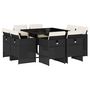 Voir la diapositive 2 : VIDAXL Ensemble a manger de jardin 9pcs coussins noir resine tressee