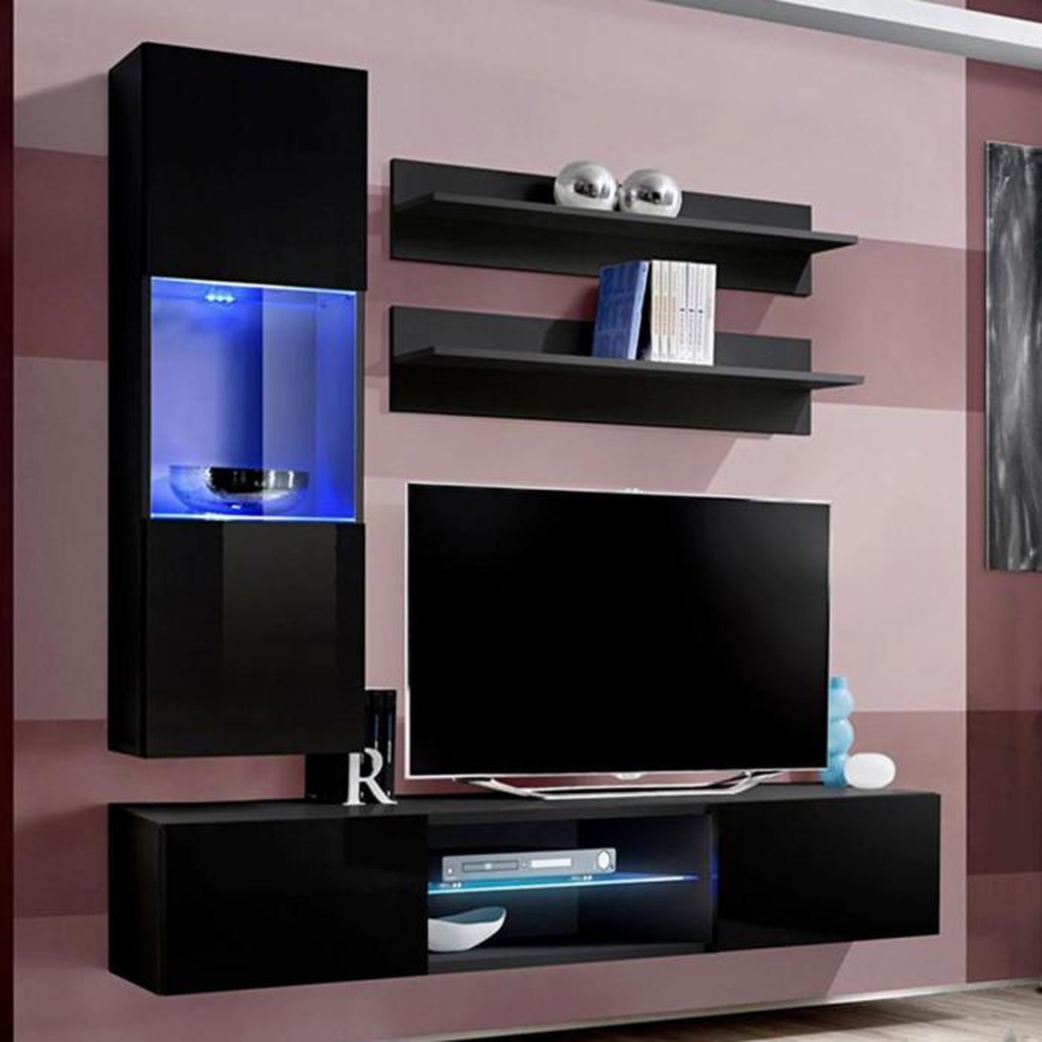 Voir la diapositive 1 : Paris Prix Meuble TV Mural Design  Fly XX  170cm Noir