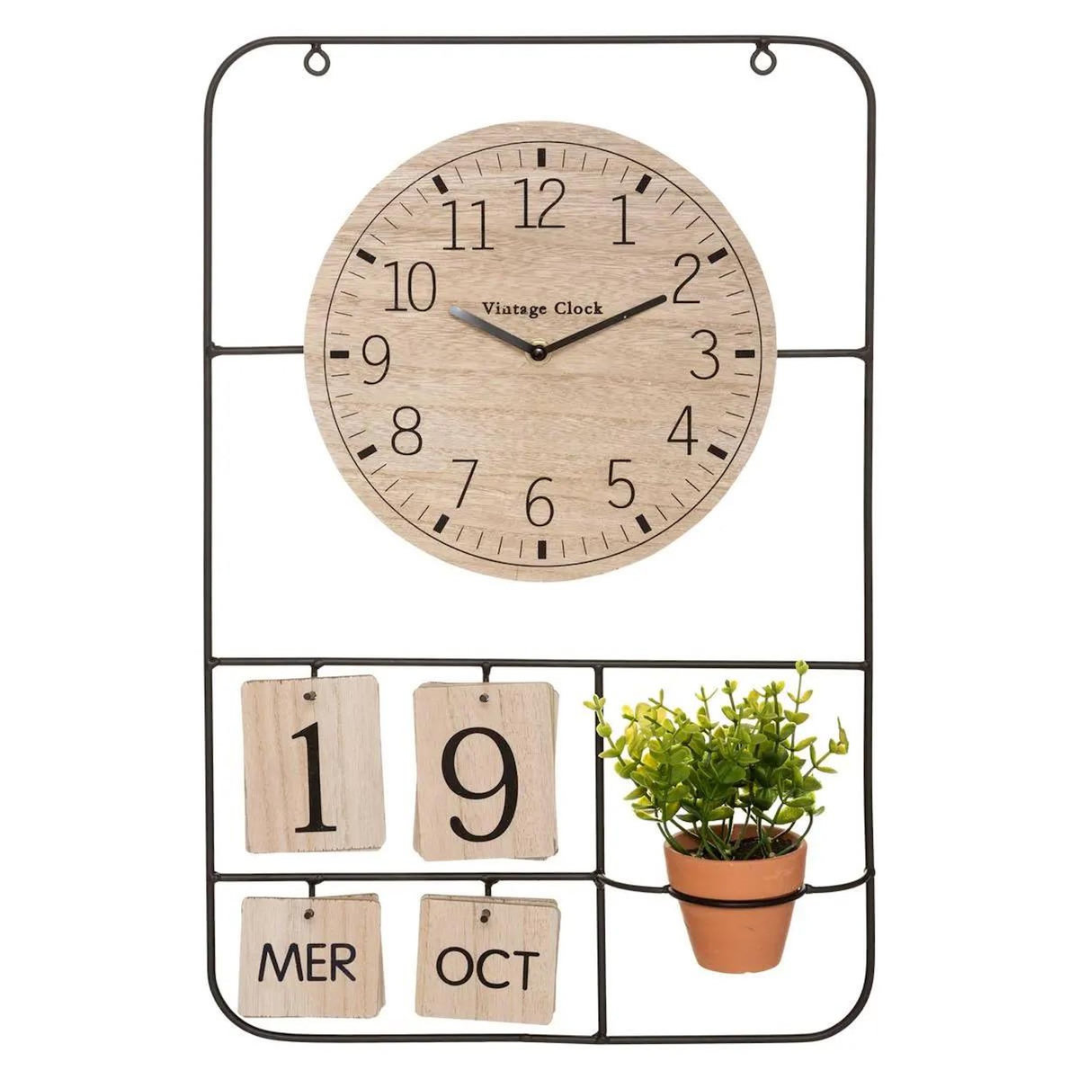 ATMOSPHERA Horloge Murale & Date  Camille  51cm Noir