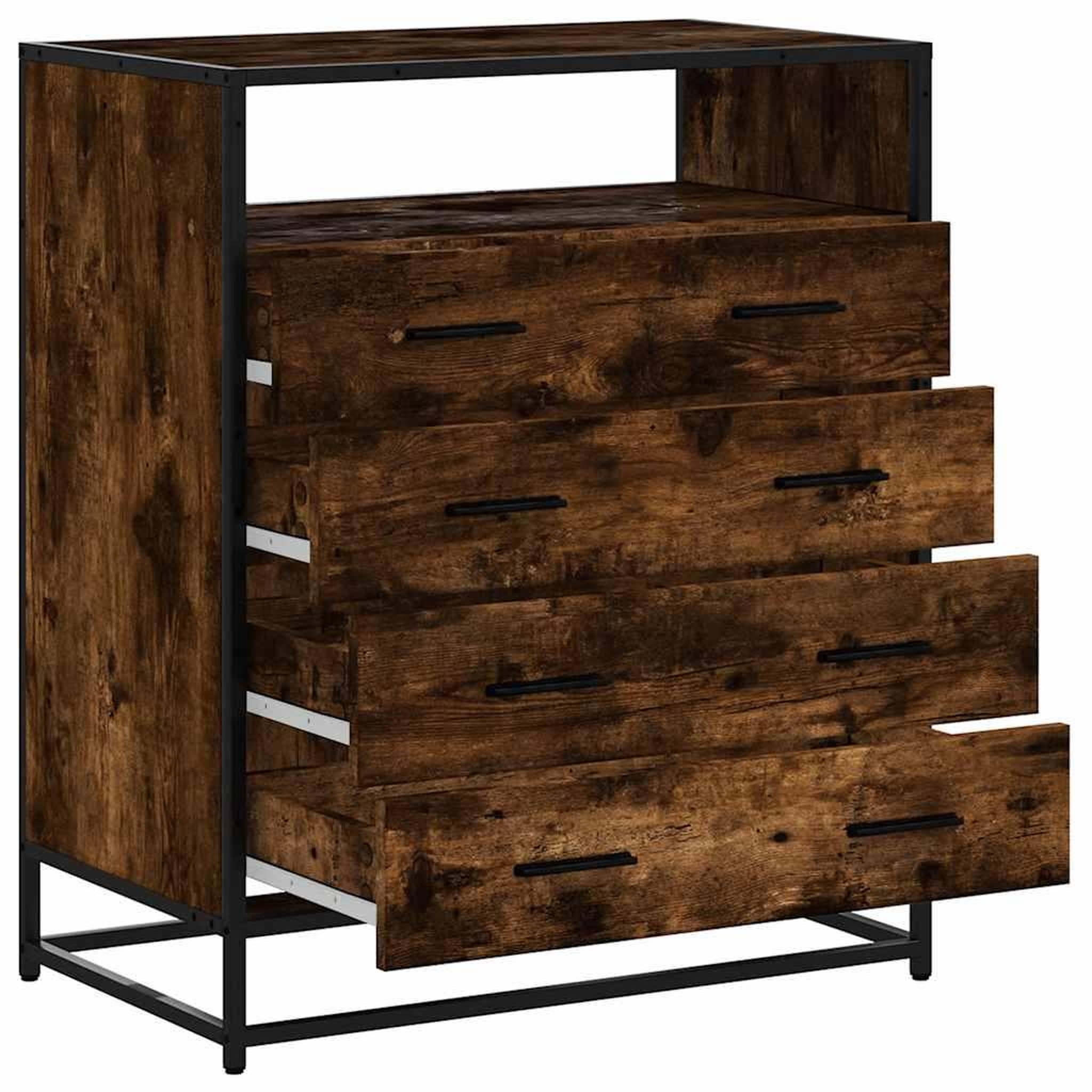 Voir la diapositive 5 : VIDAXL Commode chene fume 70x41x83,5 cm bois d'ingenierie