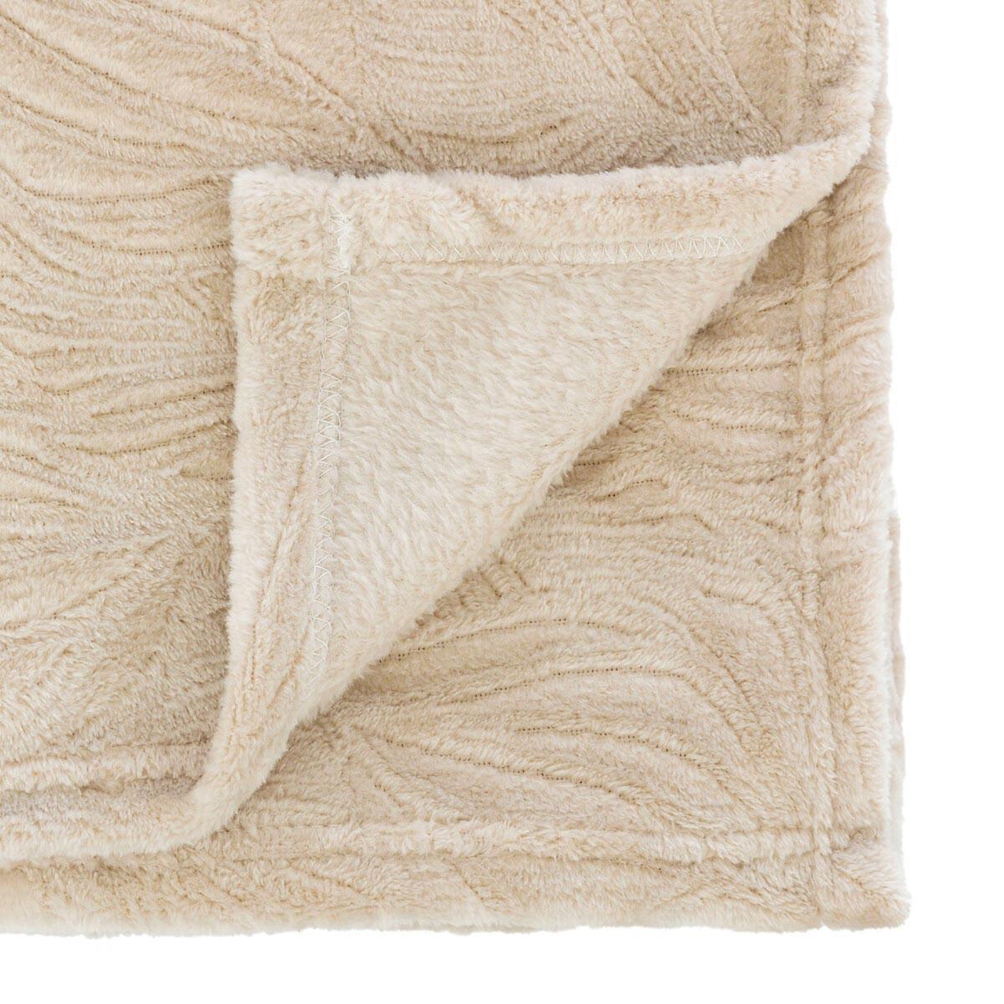 Voir la diapositive 2 : ATMOSPHERA Plaid déco flanelle  ryo  125x150cm beige lin