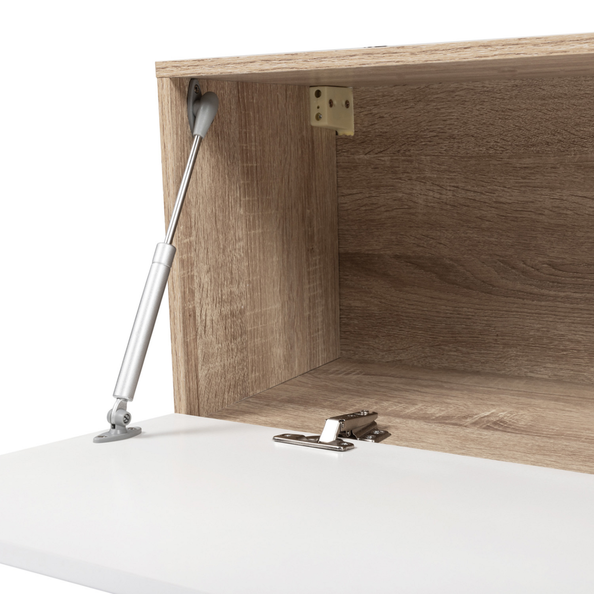 ID MARKET Meuble TV 180 cm suspendu ELIO 2 portes bois et blanc