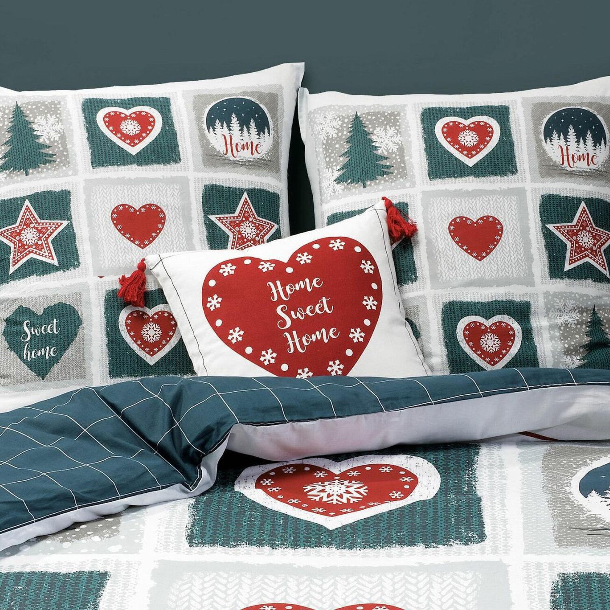 Voir la diapositive 4 : Les Ateliers du Linge Coussin imprimé en polycoton sweet home