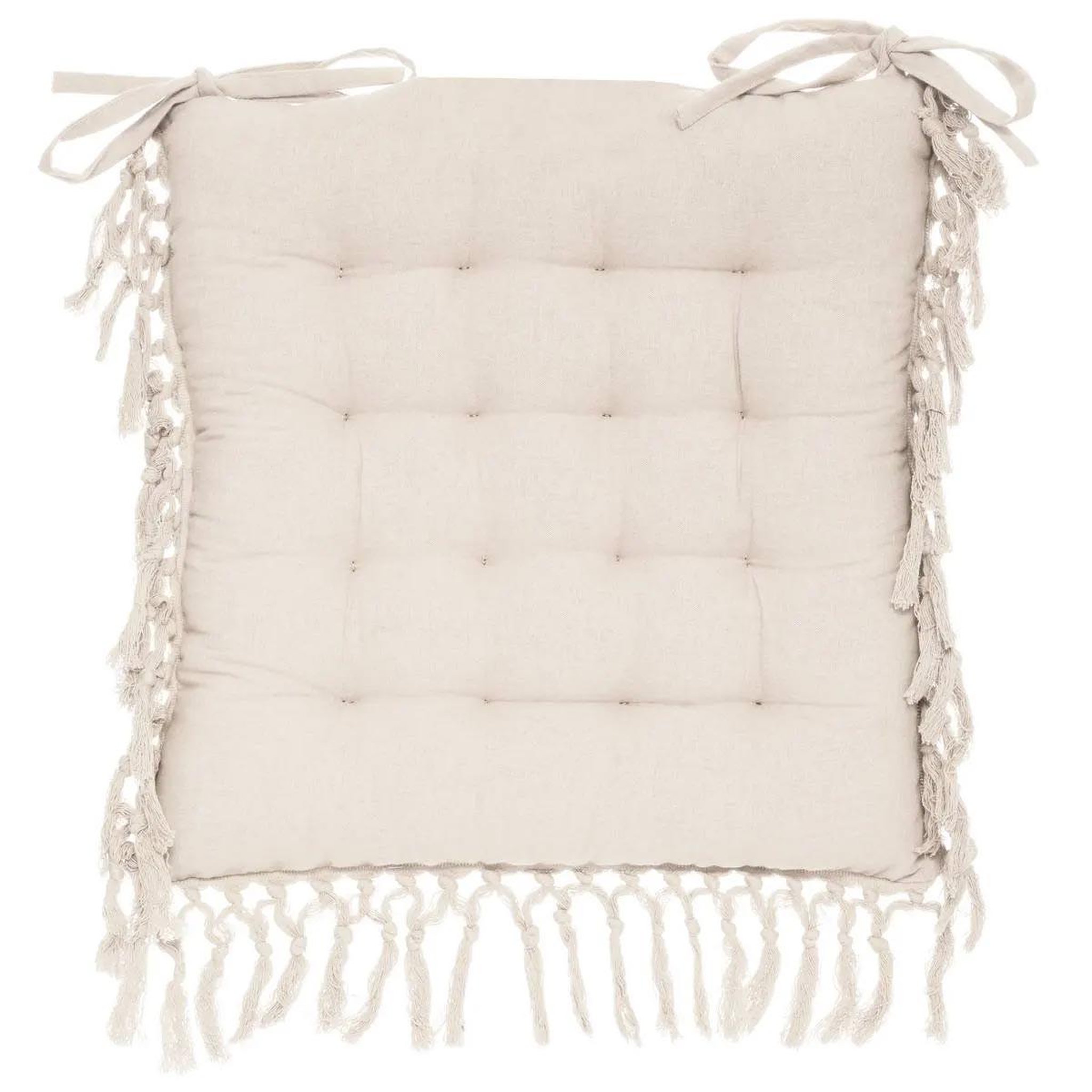 ATMOSPHERA Galette de Chaise  Macramé  40x40cm Ivoire