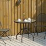 Voir la diapositive 2 : OUTSUNNY Table de jardin ronde dia. 80 x 72H cm - espace central parasol - métal noir plateau verre trempé texturé