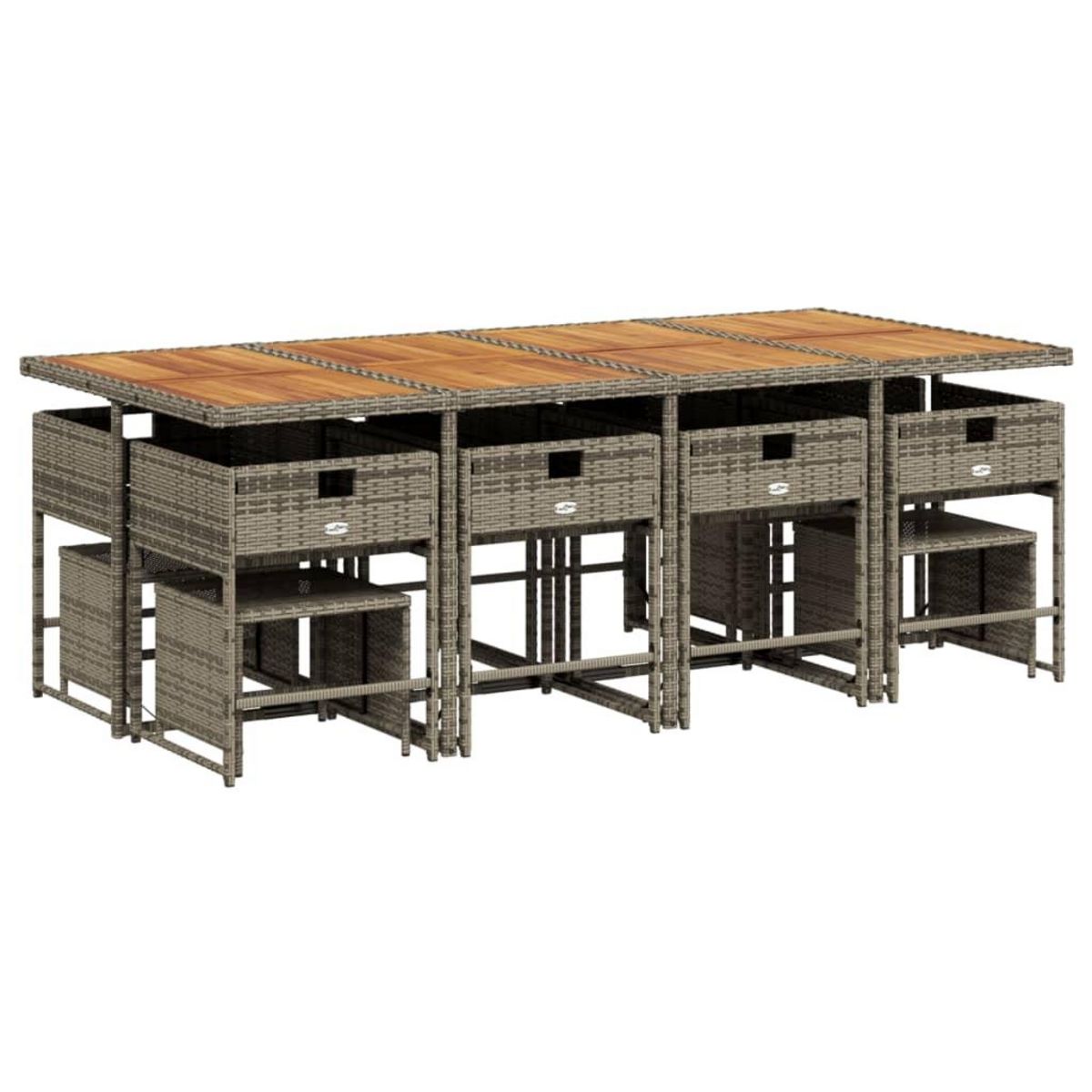 VIDAXL Ensemble a manger de jardin coussins 13 pcs gris resine tressee