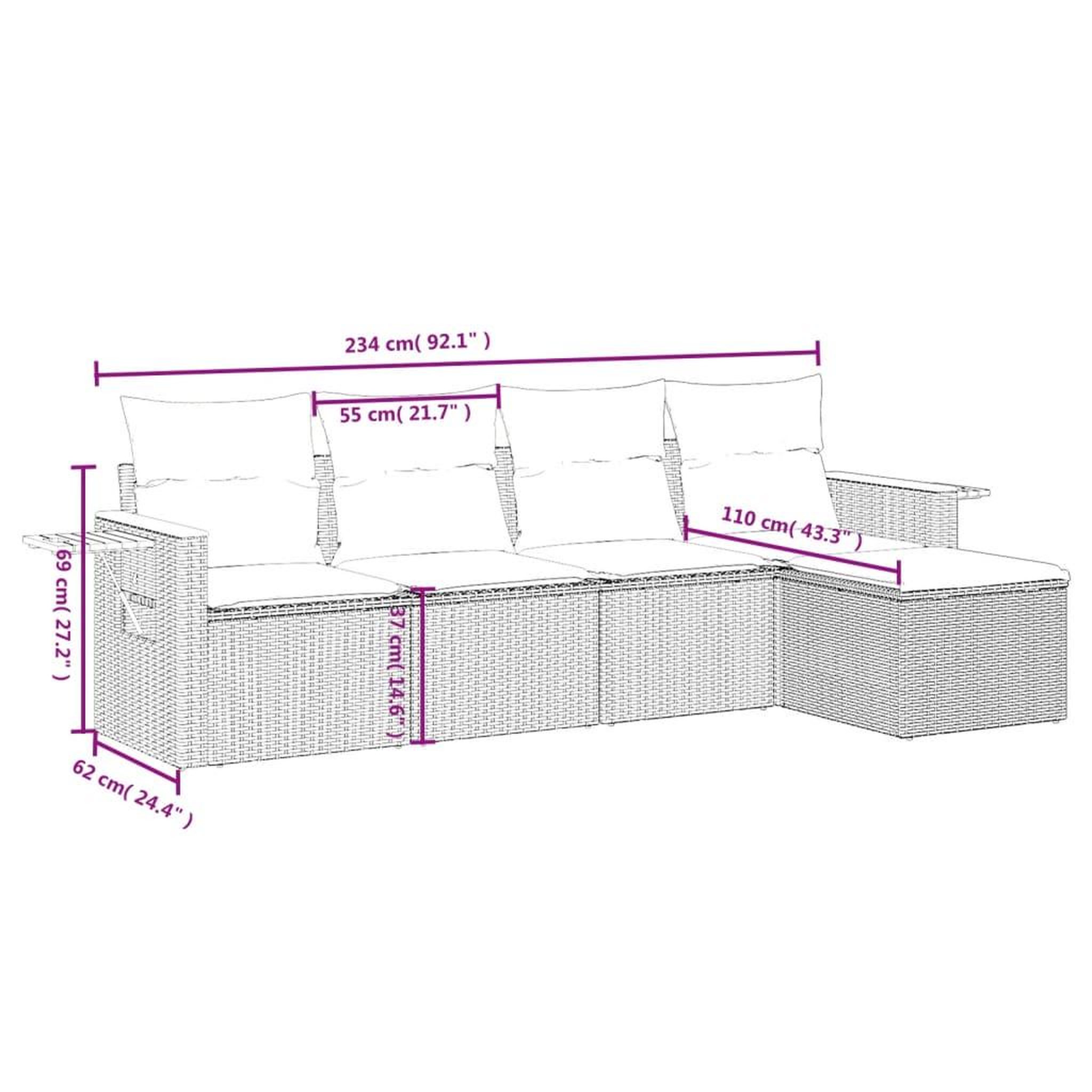 Voir la diapositive 4 : VIDAXL Salon de jardin avec coussins 5 pcs beige resine tressee