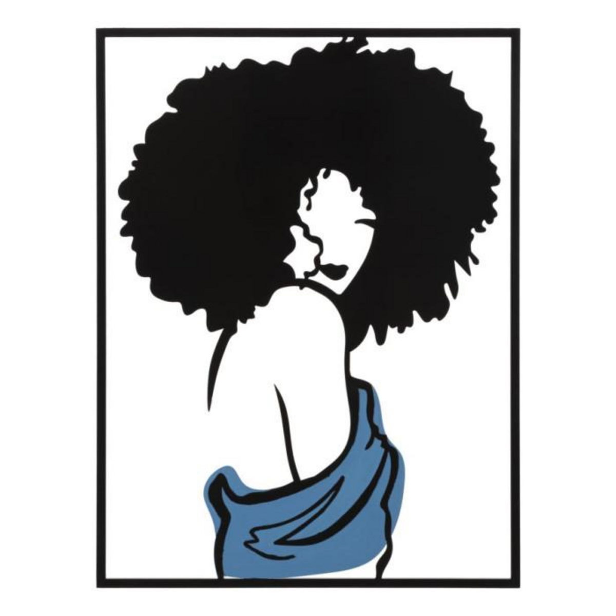 Paris Prix Décoration Murale Encadrée en Métal  Afef  80cm Noir & Bleu