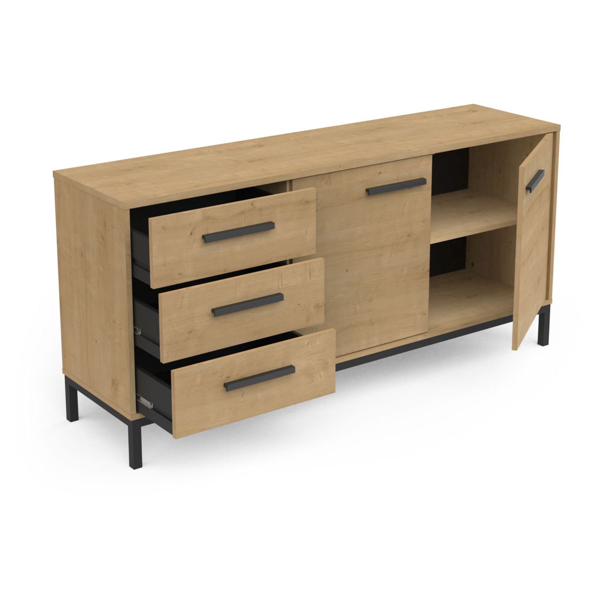 Voir la diapositive 4 : Enfilade 2 portes 3 tiroirs L152cm DAFT