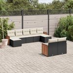 VIDAXL Salon de jardin 9 pcs avec coussins noir resine tressee