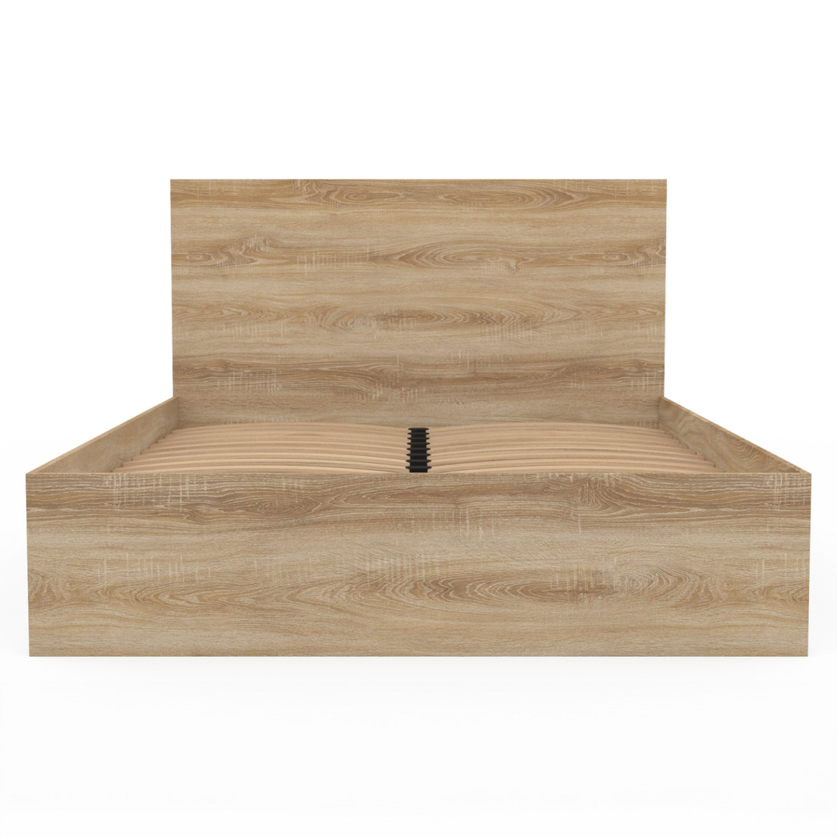 ID MARKET Lit double OMAHA avec tête de lit et sommier 140 x 190 cm façon hêtre