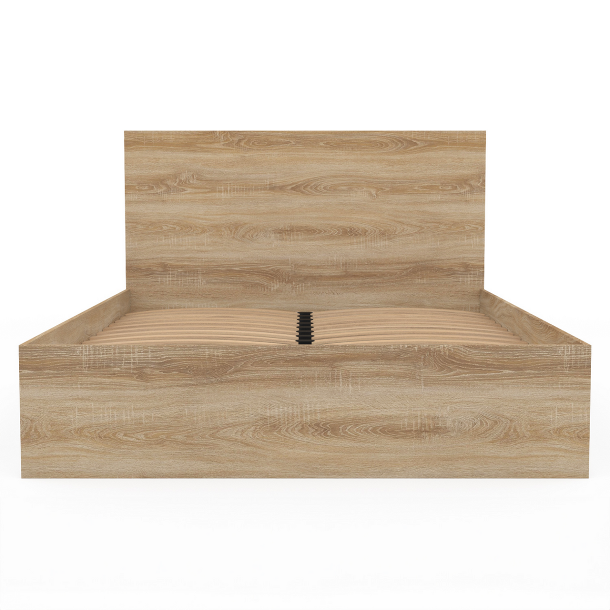 ID MARKET Lit double OMAHA avec tête de lit et sommier 140 x 190 cm façon hêtre