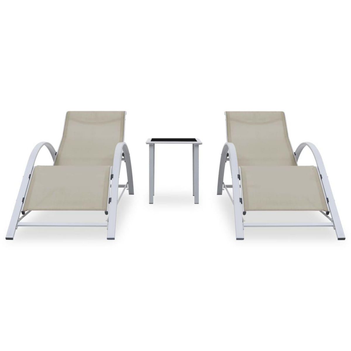 VIDAXL Chaises longues lot de 2 avec table Aluminium Creme