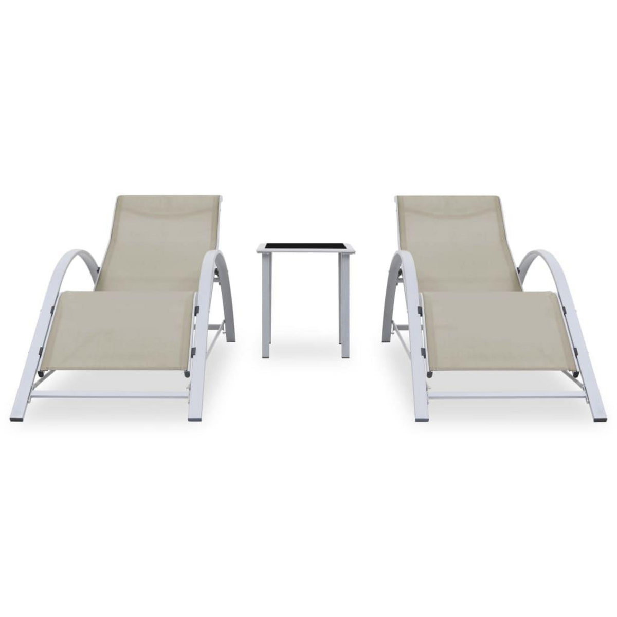 VIDAXL Chaises longues lot de 2 avec table Aluminium Creme