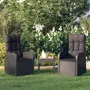 VIDAXL Chaise inclinable de jardin 2pc et coussins Resine tressee Noir